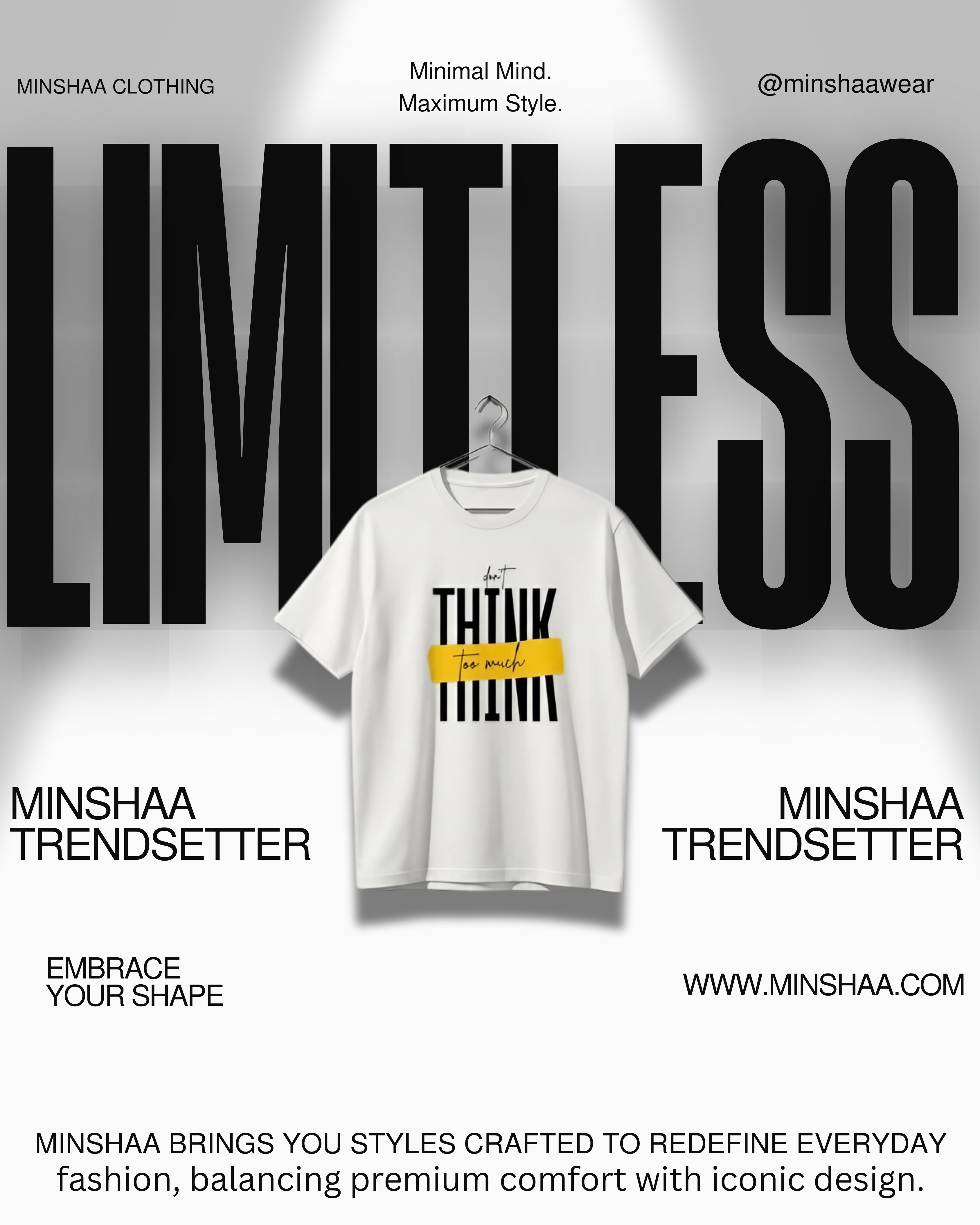 Don’t Think Too Much – White Casual Graphic T-Shirt | 40% Off Now ₹799