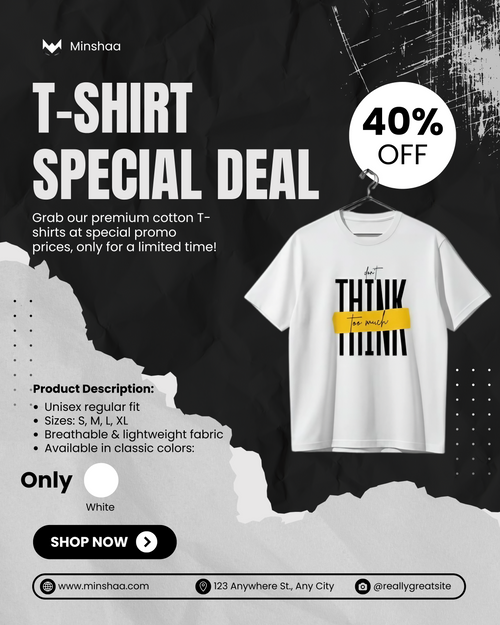 Don’t Think Too Much – White Casual Graphic T-Shirt | 40% Off Now ₹799